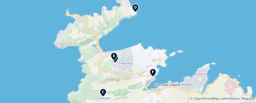 Mapa De Sitios Religiosos en Mellieħa