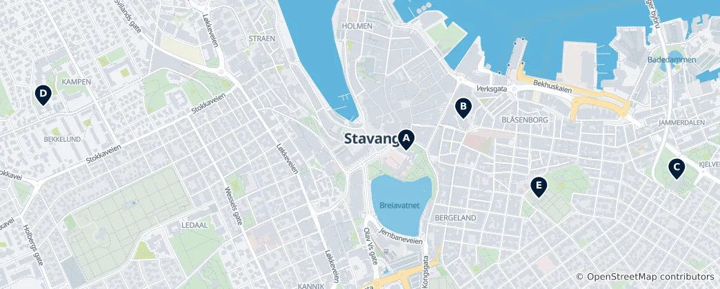 Map of Historic Churches in Stavanger