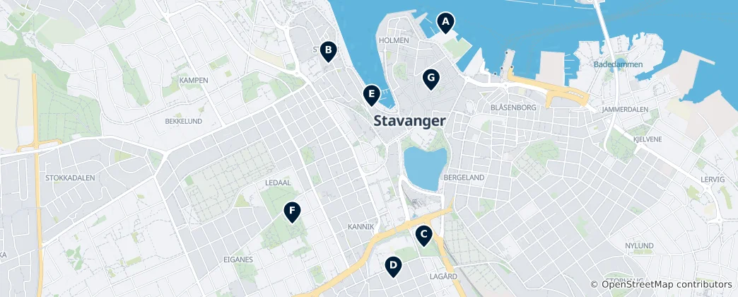 Mapa Top Museums in Stavanger