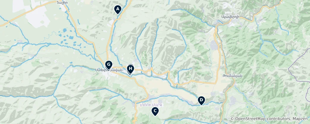 Mapa Stepanavan's Essential Journey