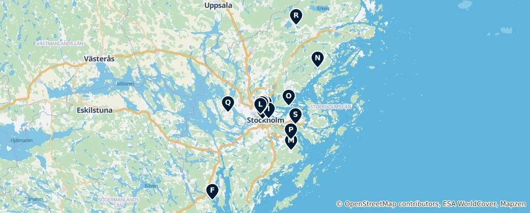 Karte von Unverzichtbares in der Provinz Stockholm