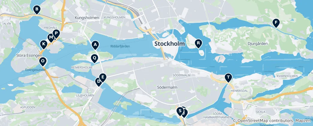 Kaart van Stockholm's Iconic Bridges
