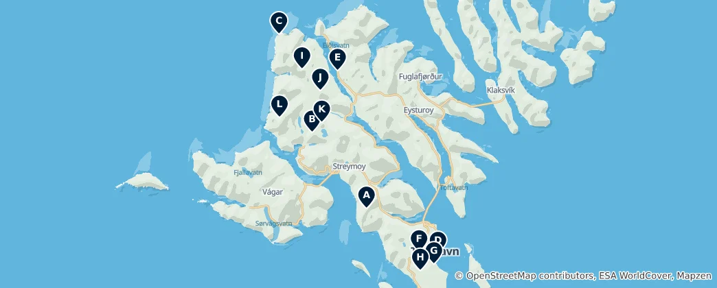 Mappa di Streymoy Peaks & Viewpoints