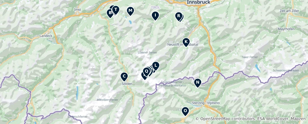 Map of Stubai Alps Cable Cars