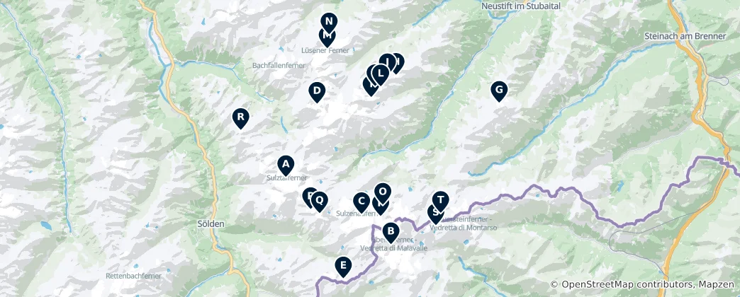 Mapa de Stubai Alps Glaciers