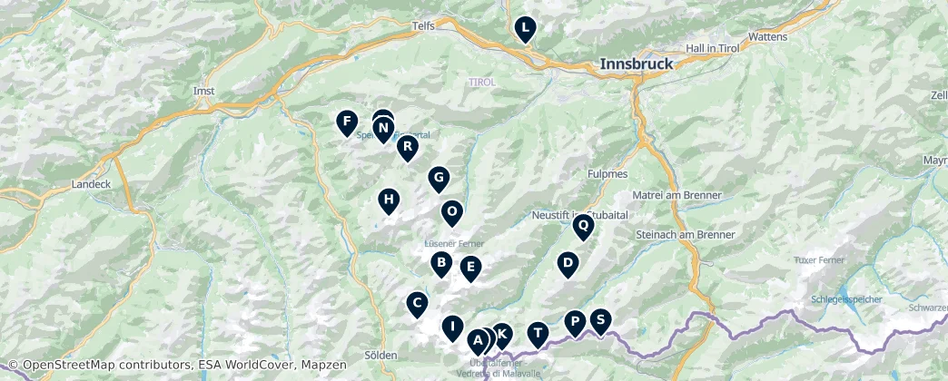 Stubai Alps Peaks — Map