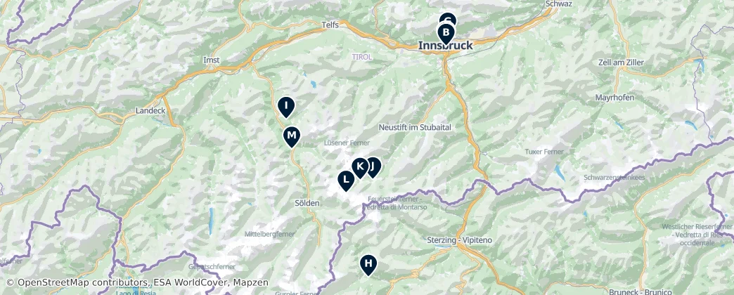 Stubai Alps: Unmissable Highlights — Map