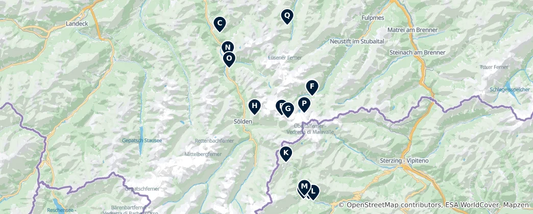 Mapa de Stubai Alps Viewpoints
