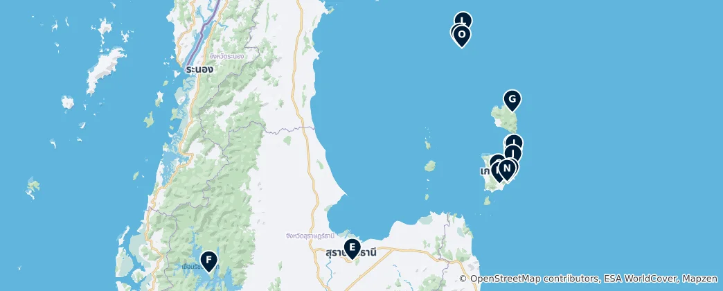 Mapa Surat Thani Province's Absolute Essentials