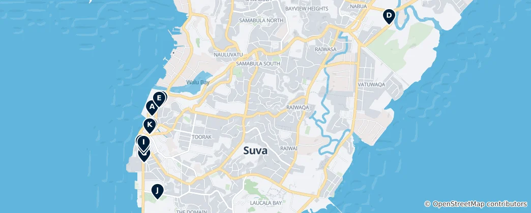 Karte von Shopping and Dining in Suva