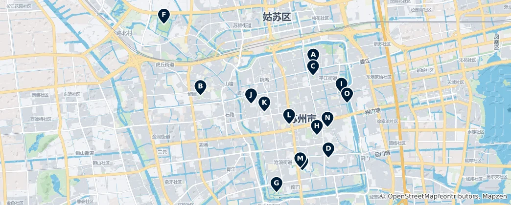 Map of Classical Gardens of Suzhou