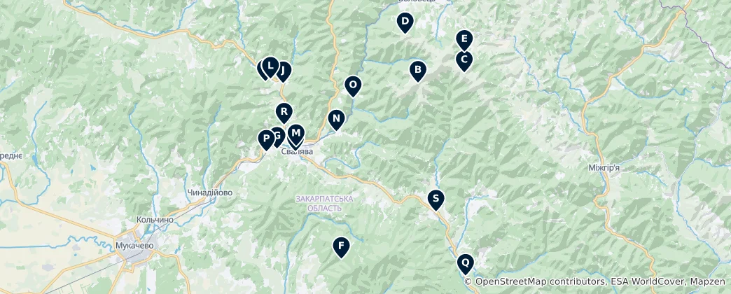 Mappa di Svaliava's Must-See Highlights