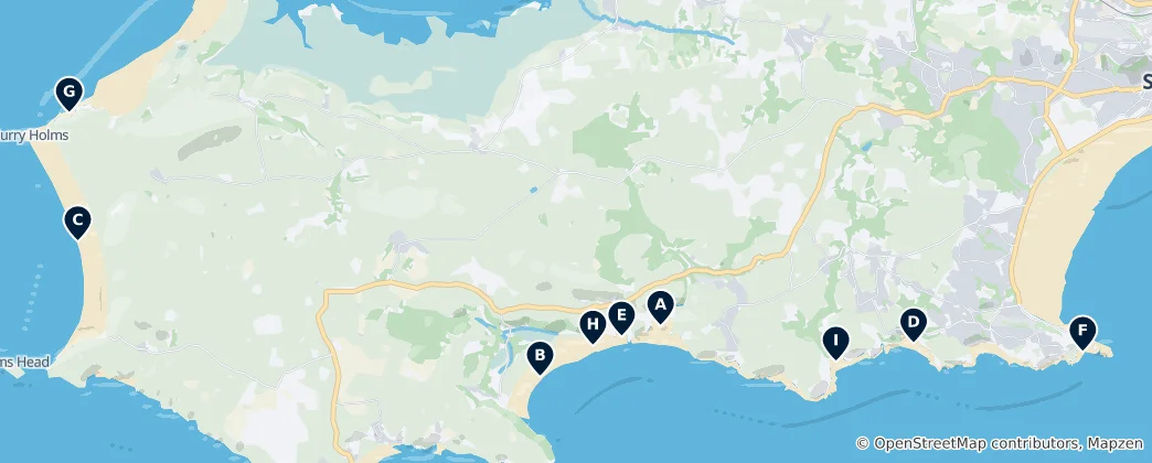 Mapa Best Beaches & Bays