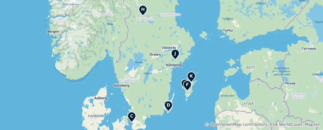 Map of Ancient Swedish Heritage Sites