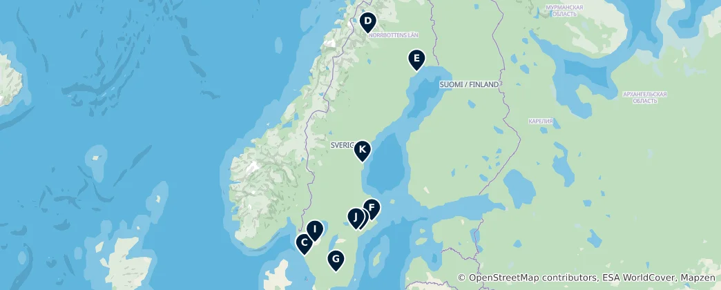 Map of Swedish Churches & Worship Sites