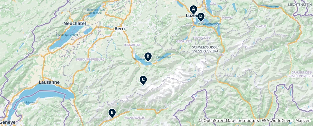 Mapa De Joyas Ocultas de Suiza