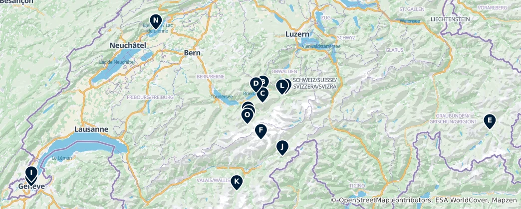 Mapa Szwajcarskie Cuda Natury
