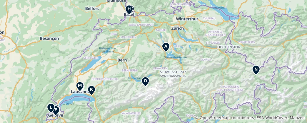 Map of Top Swiss Museums