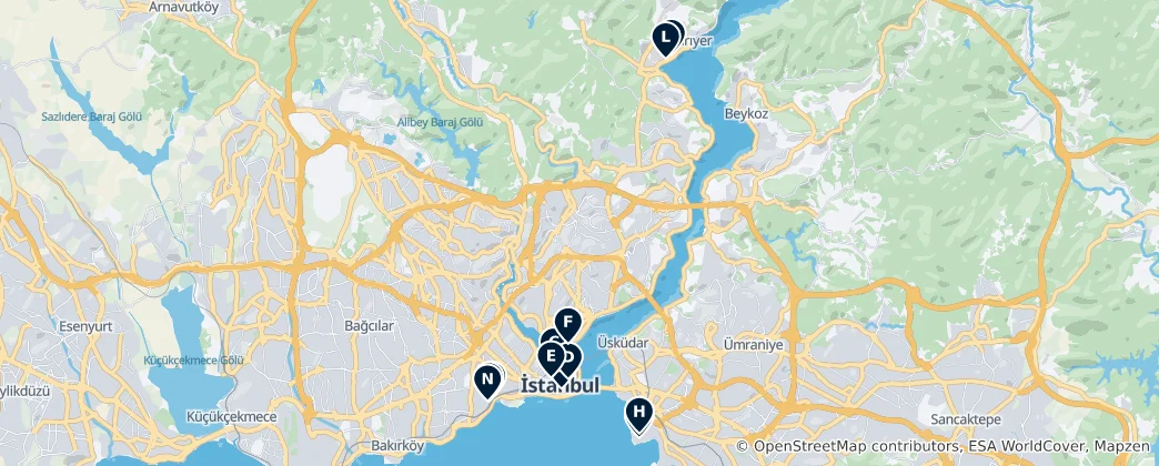 Mappa di Istanbul's Religious Landmarks