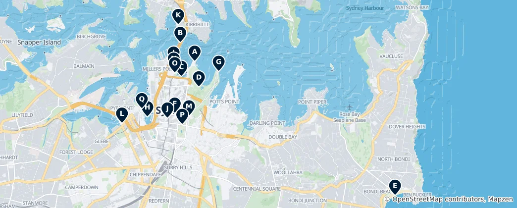 Mapa Sydney Must-Sees