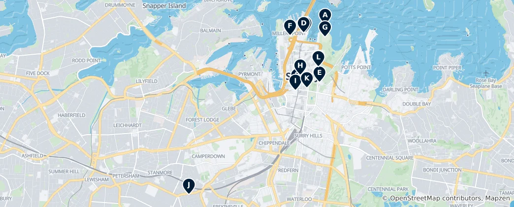 Mapa Sydney's Cultural Heritage