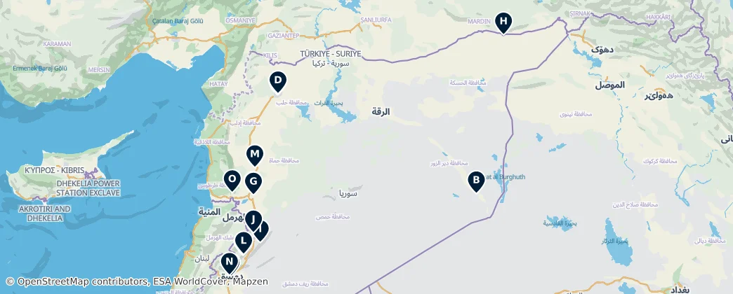 Map of Religious Sites of Syria