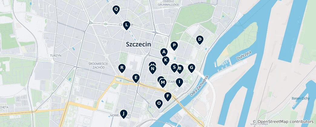 Karte von Szczeciner Kulturerbestätten