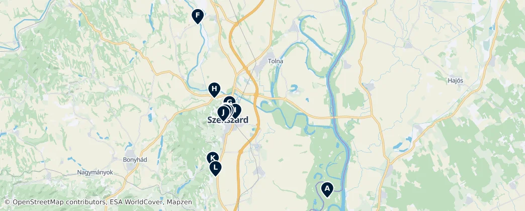 Szekszárdi járás Essentials — Mapa