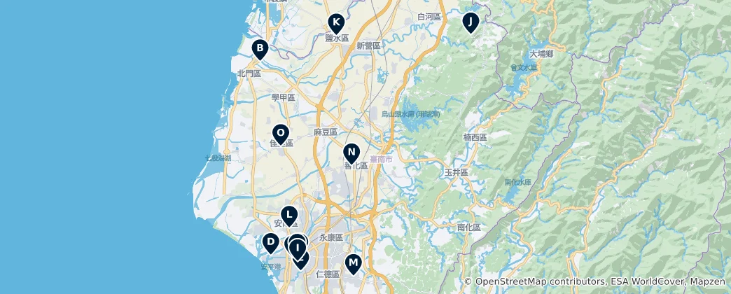 Map of Historic Temples of Tainan