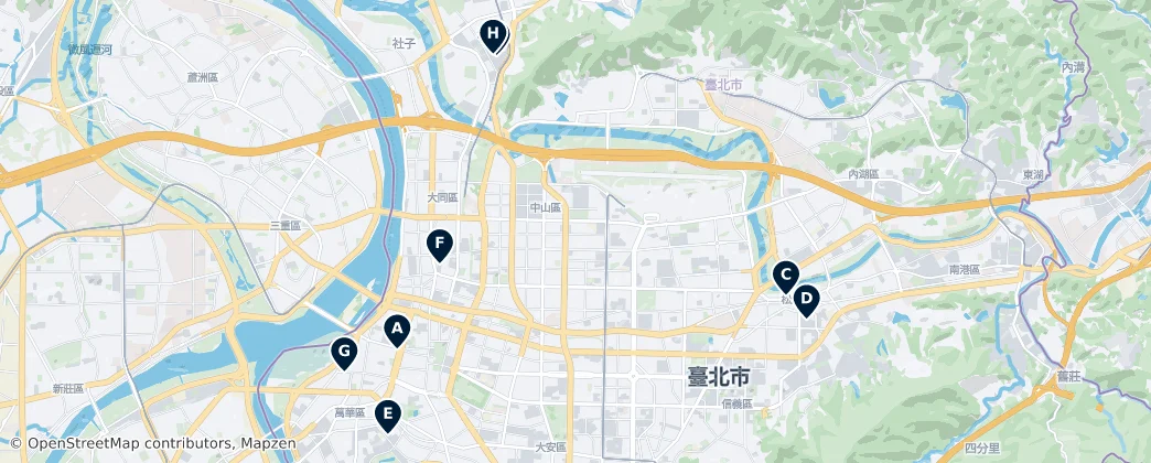 Map of Taipei Markets and Shopping