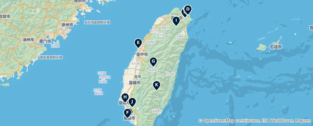 Map of Editor's Choice: Taiwan's Best