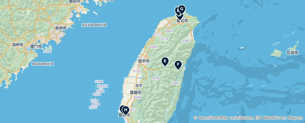 Mappa di Taiwan's Hidden Gems