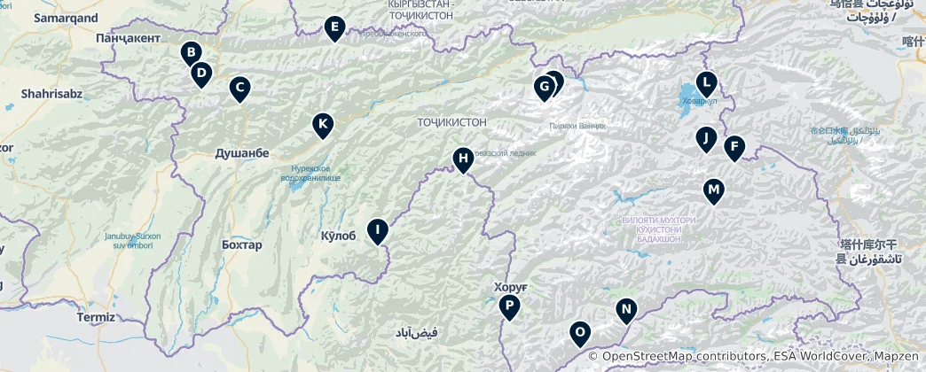 Mapa De Mountain Camps & Shelters