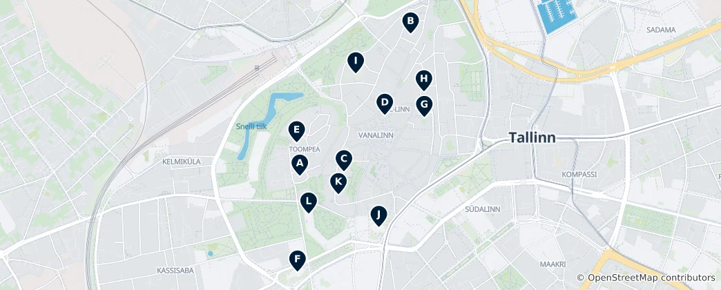 Mapa Tallinn's Historic Churches