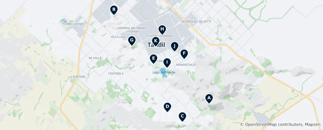 Mapa Tandil's Essential Sights
