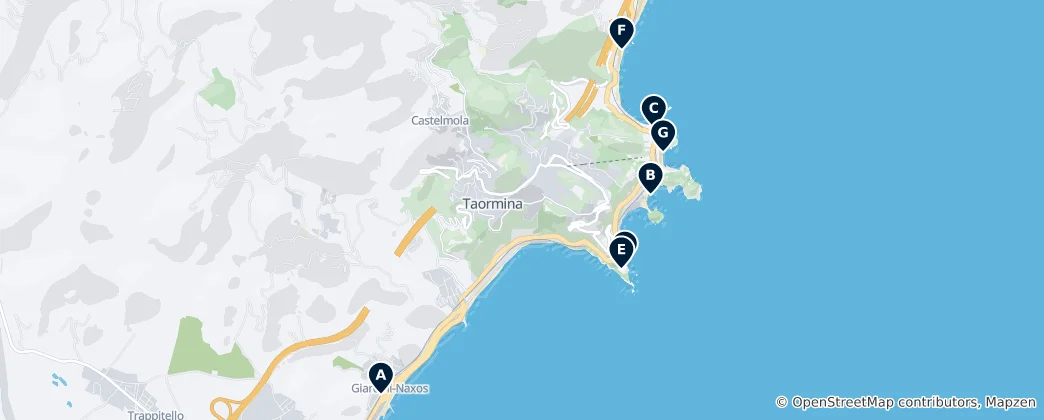 Map of Giardini Naxos Beaches
