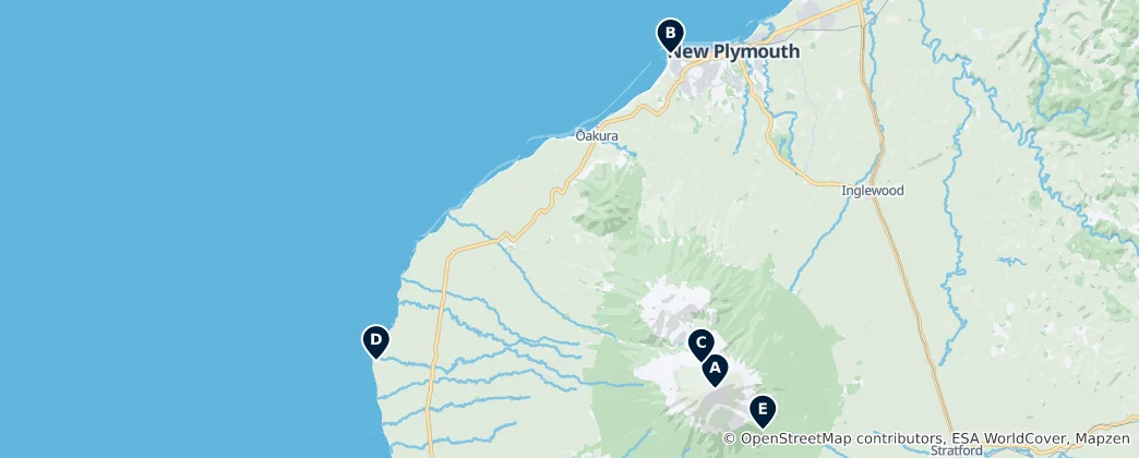 Carte de Taranaki Region Must-Sees