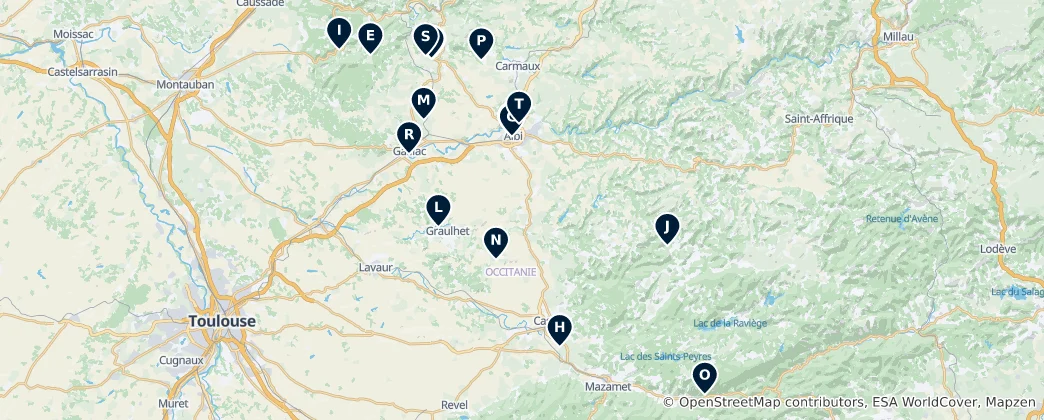 Map of Castles and Heritage of Tarn