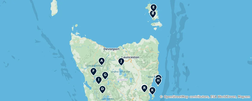 Mappa di Tasmanian Peaks and Cliffs