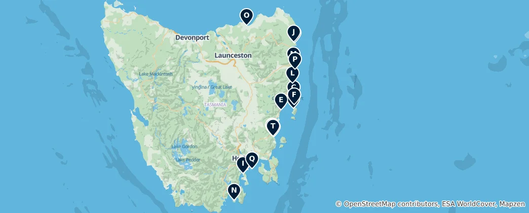 Map of Tasmania's Best Beaches