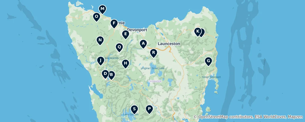 Map of Tasmania's Best Waterfalls