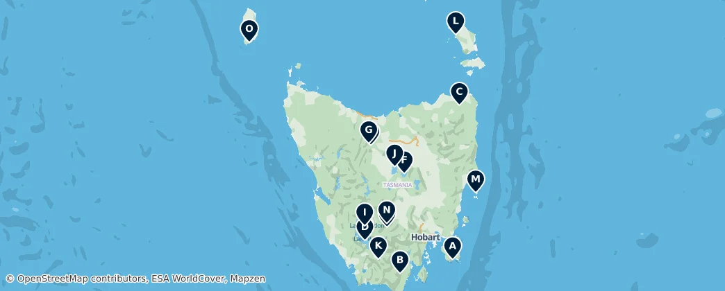 Map of Tasmania's Natural Wonders