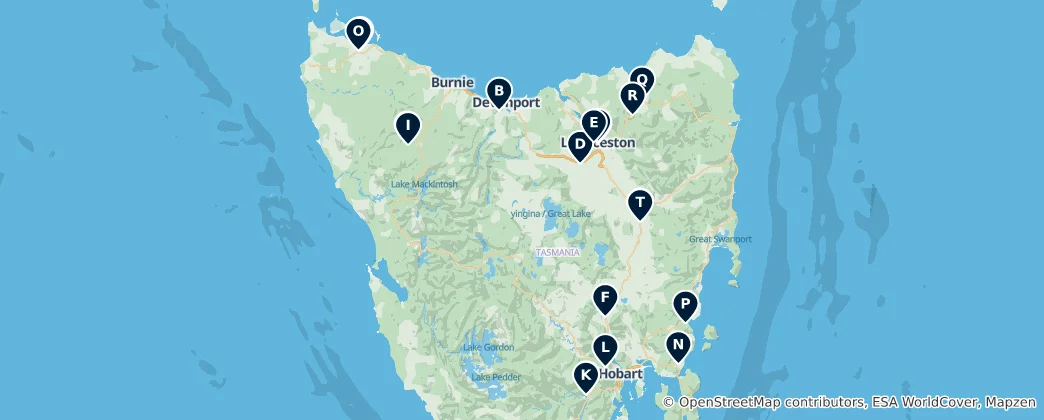 Map of Tasmania's Parks & Recreation