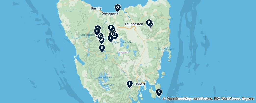 Map of Wilderness Huts & Shelters