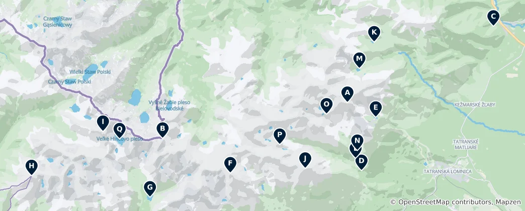 Mapa Výběr redakce: Vysoké Tatry