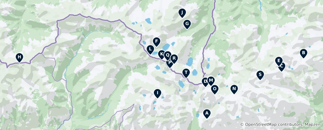 Map of Scenic Valleys and Mountain Passes