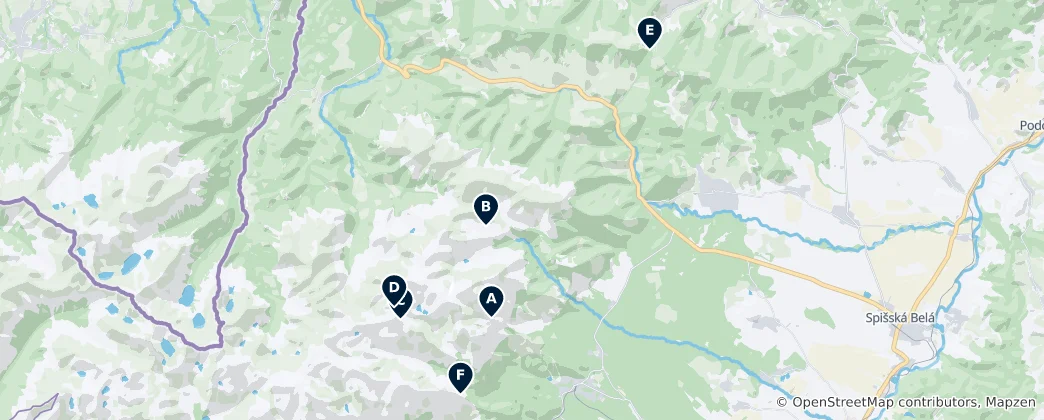 Mapa High Tatras Views & Observatories