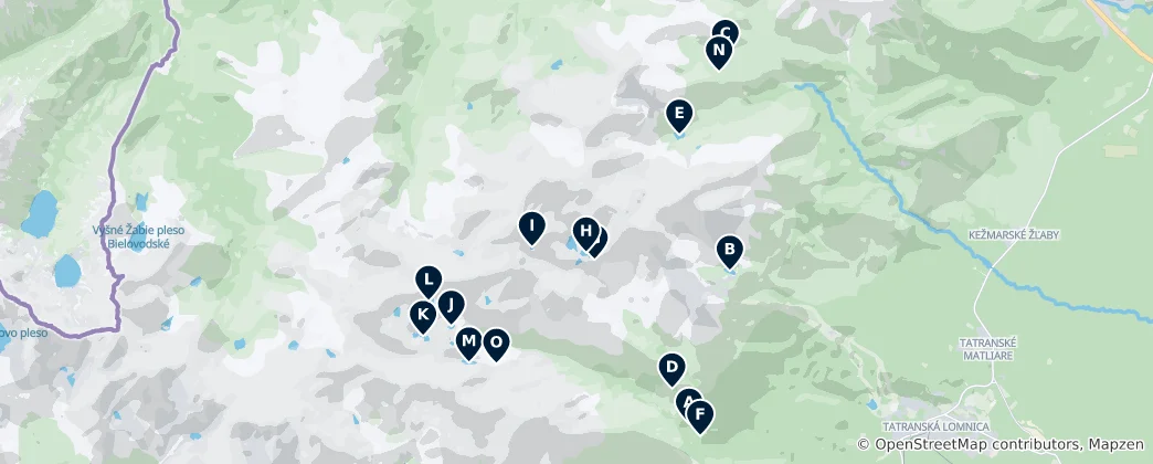 Mapa Lakes and Waterfalls