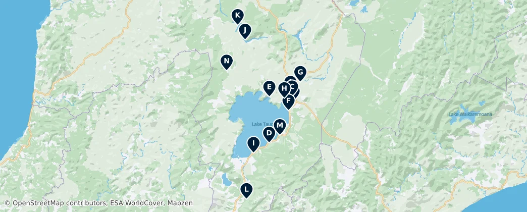 Map of Best Taupo Campsites