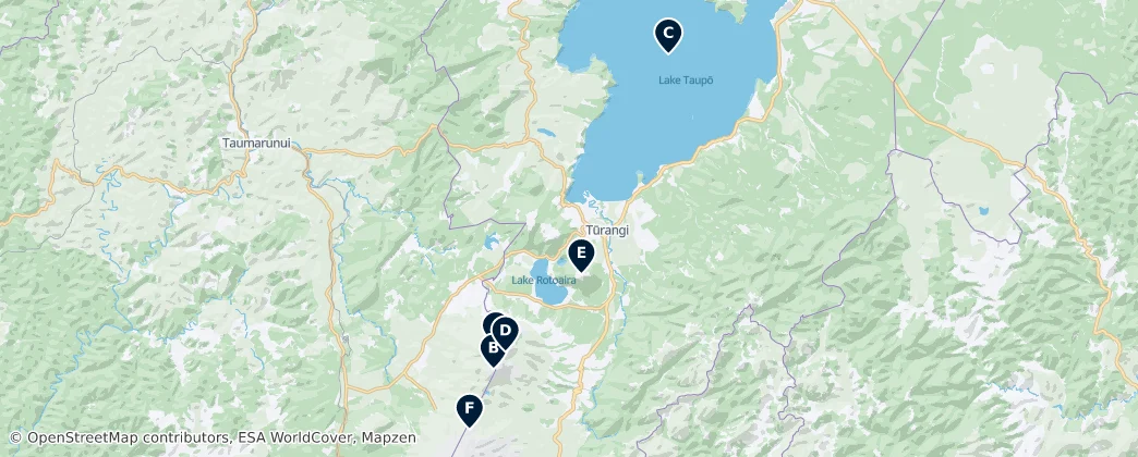 Map of Volcanic Peaks of Taupō